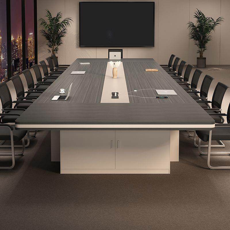 轻奢会议桌长桌简约现代会议室员工培训条桌大型开会办公桌椅组合