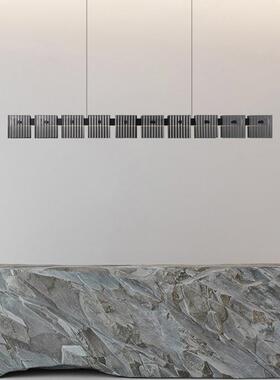 意式极简餐厅吊灯北欧设计师家用时尚黑色高端吧台岛台一字长条灯