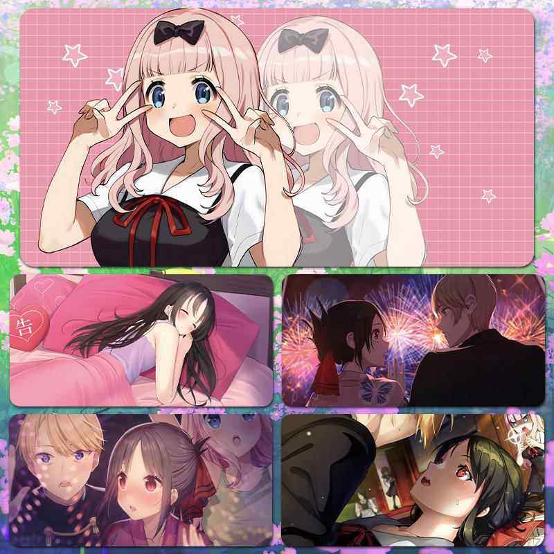 辉夜大小姐防水动漫滑鼠垫超大号电竞游戏周边学生电脑书桌键盘垫