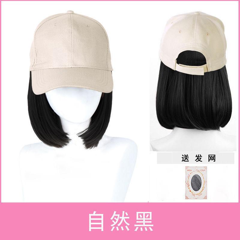 鸭舌帽波波头帽子帽子假发马尾图片