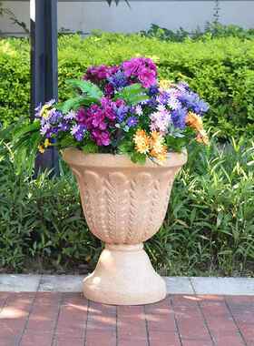 摆欧式花盆件玻钢花盆别墅外花钵花VJM户坛璃现代简约小区装饰品