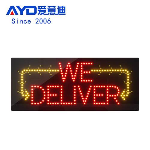 跨境广告招牌灯箱发光字橱窗门店标识灯牌LED WE DELIVER 33x81cm