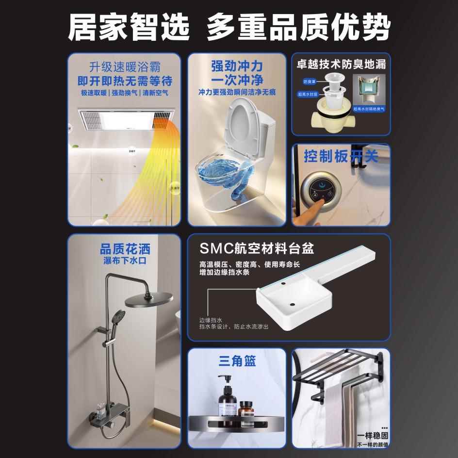 整体淋浴房移门一体式农村出家租用洗1.9*1.3B澡.房公寓民宿卫生