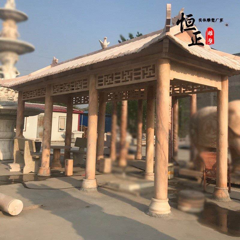 长廊花架凉亭庭院别墅凉亭雕塑园林广场装饰石雕石材艺术石雕