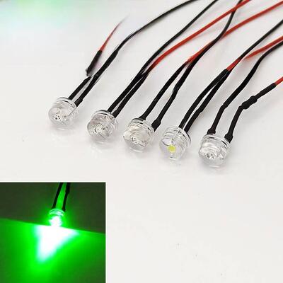 LED草帽灯8MM发光二极管F8带线20CM指示灯 3V6V9V12V24V48V信号灯