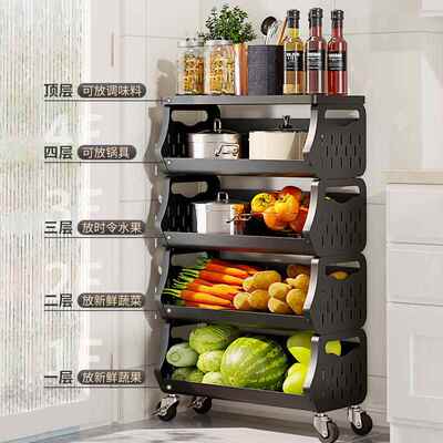 厨房置层物架家用落地多放果蔬蔬篮菜菜子多功小推能车储物收MKW