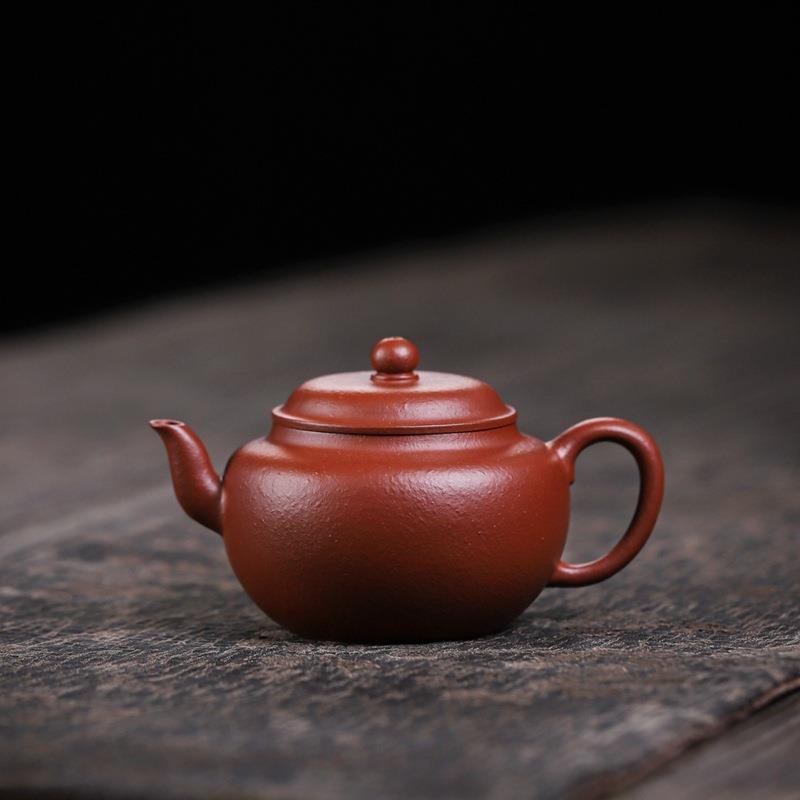 紫砂壶工堂自产薄胎小品茶壶宜兴原矿朱泥莲子140cc内推孔