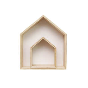 北欧ins全松木实木制作家居装饰小房子儿童房壁挂装饰置物架墙饰