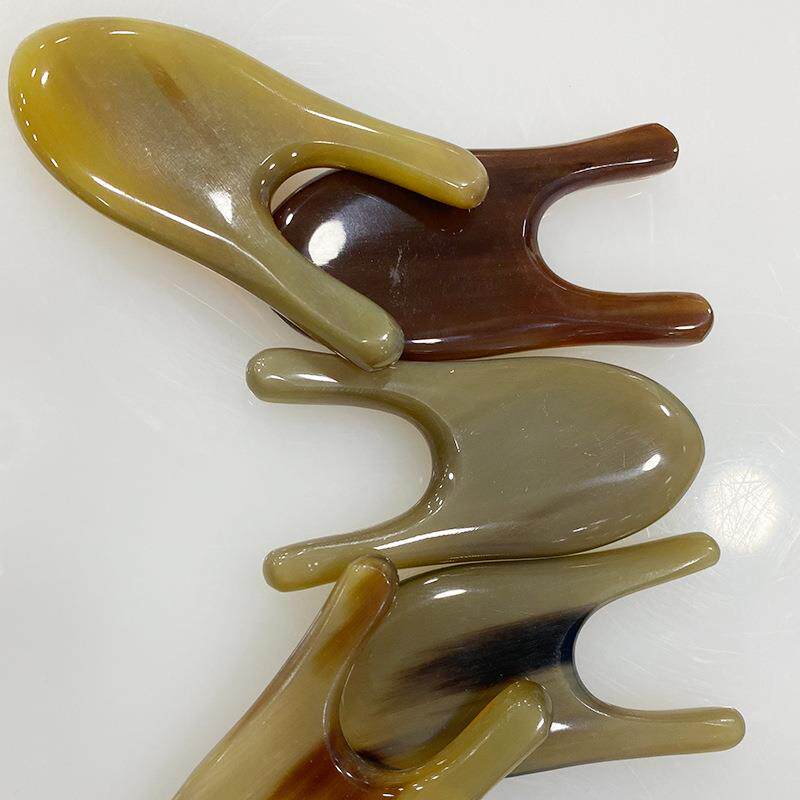 新款直销牛角刮痧板牛角面推扁平鼻梁按摩器牛角眼刮小黄牛角鼻梁