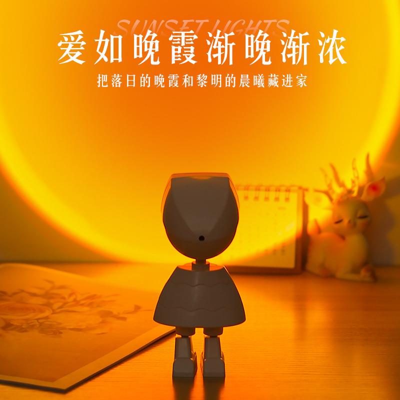 新款直销宇航员机器人落日夕阳七彩氛围灯拍照补光卧室睡眠床头创 - 实物图
