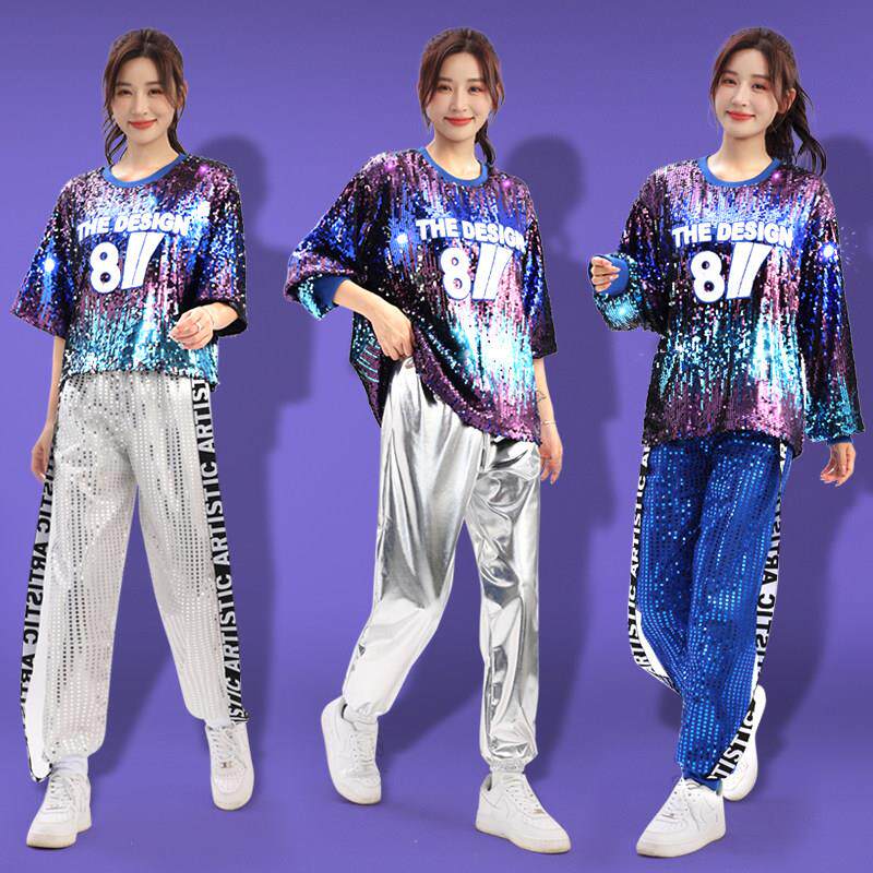 爵士舞演出服啦啦队服装女套装韩版女团成人中学生啦啦操表演服装