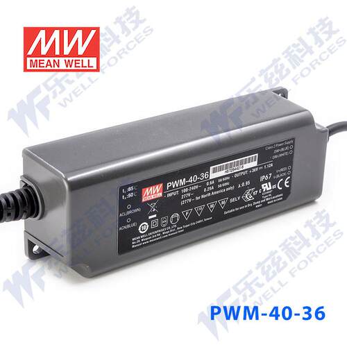 PWM-40-24 40W24V1.67A PWM信号输出IP67防水型带PFC功能明纬电源