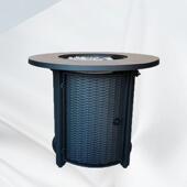 室外铁花园编藤形圆瓷砖配取暖火炉HC2235户外庭院配编藤气炉桌户