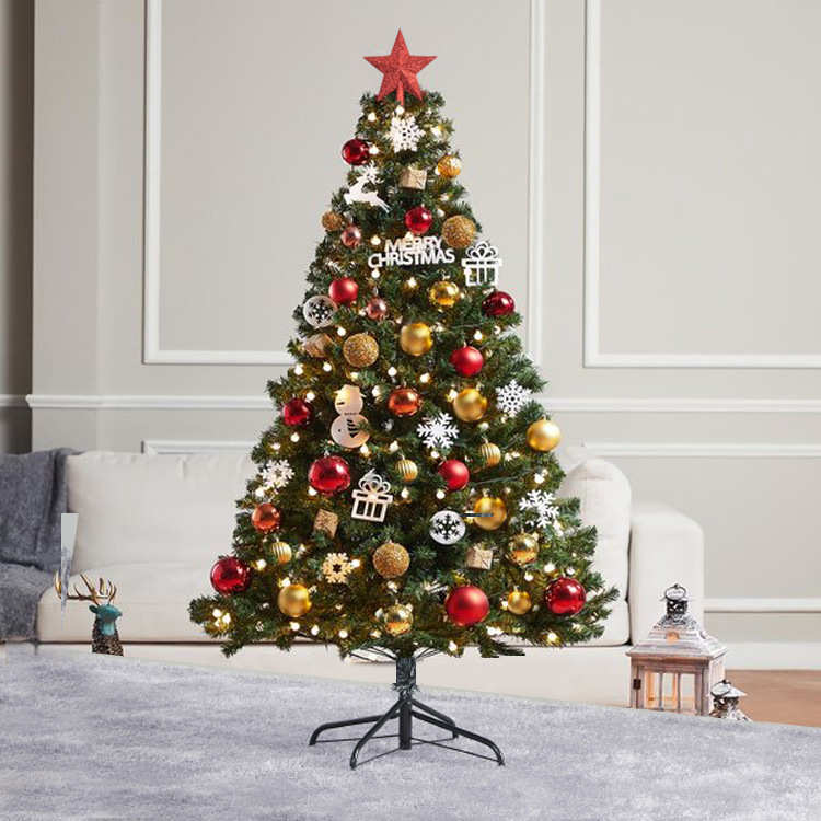 圣诞树装饰挂件配件包905E套餐金色红色1.5米树配饰1.8金色材料包