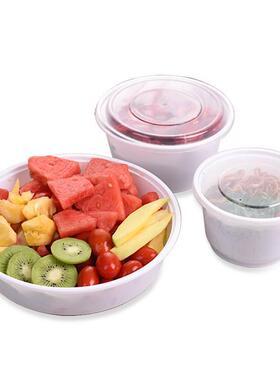 圆形1000ML一次性餐盒PP塑料打包加厚白色外卖饭盒快餐便当汤碗盖