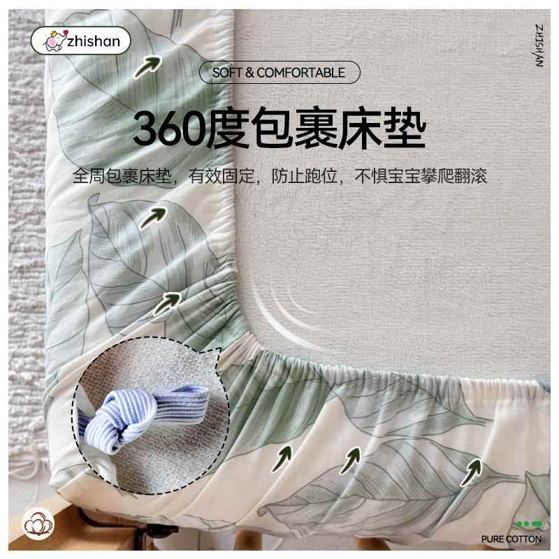 婴儿TTqmmwug床笠a类纯棉初生宝小宝床单床加接床垫套罩儿童床罩