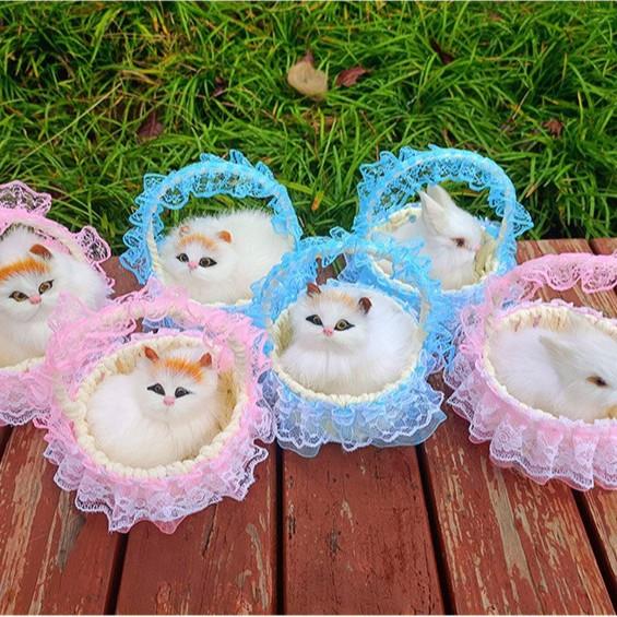 源头厂家编织迷你篮居家拍摄道具花篮玩具猫咪毛绒篮子