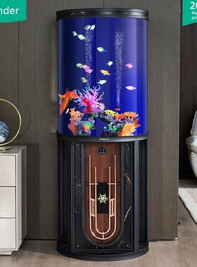 2025新型半圆形鱼缸客厅慵懒水族家用中型亚克力鱼缸生态落地式鱼
