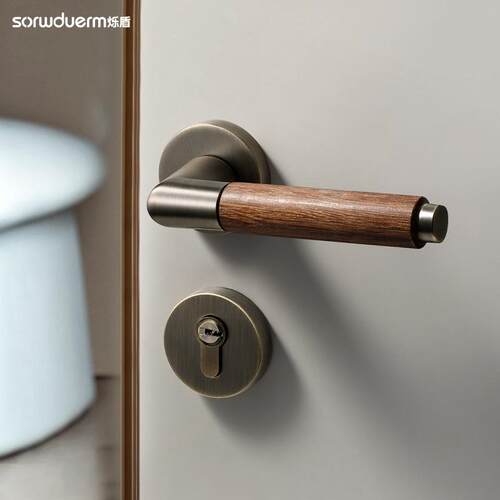 烁盾中风门锁室内卧室房门810-627锁原胡古桃木复静音磁吸木家用