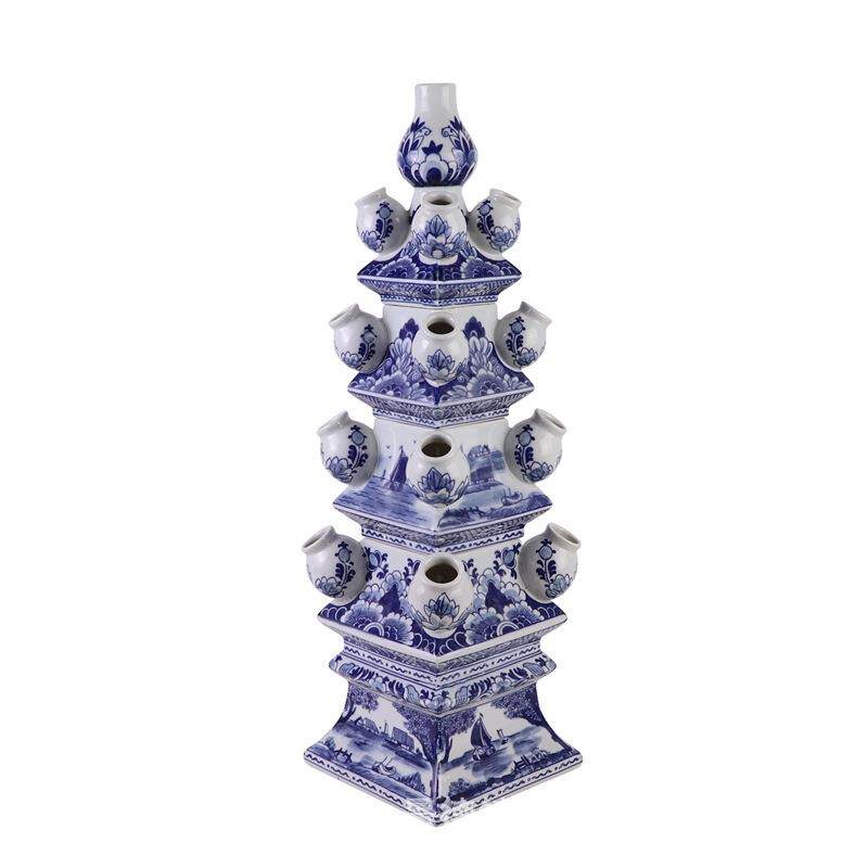 景德镇陶瓷雕塑宝塔青花瓷花器室内落地装饰插花塔中式文昌塔摆件