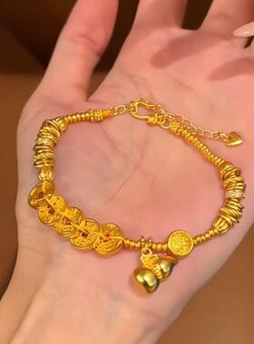 金色五帝古法葫芦盘缠手链中式复古小众女友饰品手工手串礼物国潮