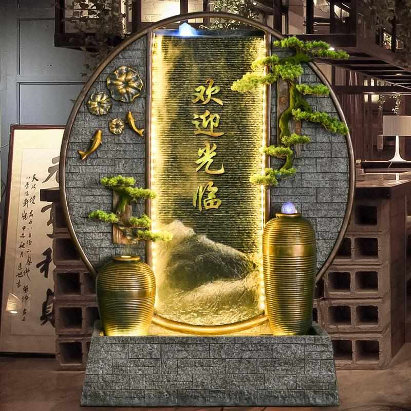 新中式假山流水喷泉生财双面水幕墙流水屏风招财摆件乔迁新居礼品