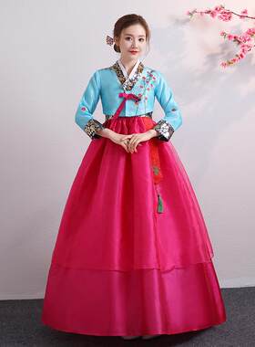 北韩舞蹈服装少数民族演出服女士练习裙延边鲜族韩服古装大长今