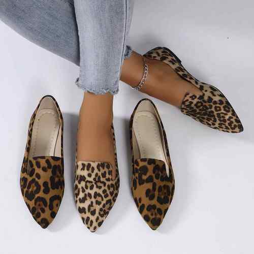 大码豹纹平跟单鞋big size 43 leopard shoes women single shoes