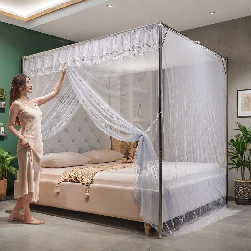 落rSspYHhz帐地家单门蚊帐加密双人床蚊卧室用防尘加厚