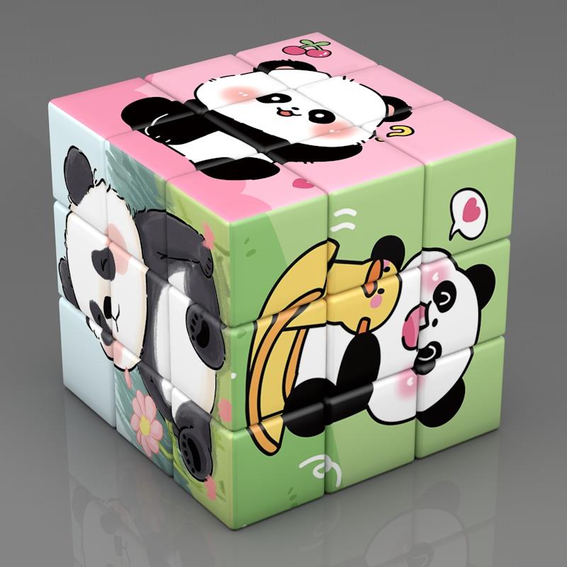 熊猫动物图案创意三阶魔方 儿童益智魔方玩具 个性趣味智力礼物