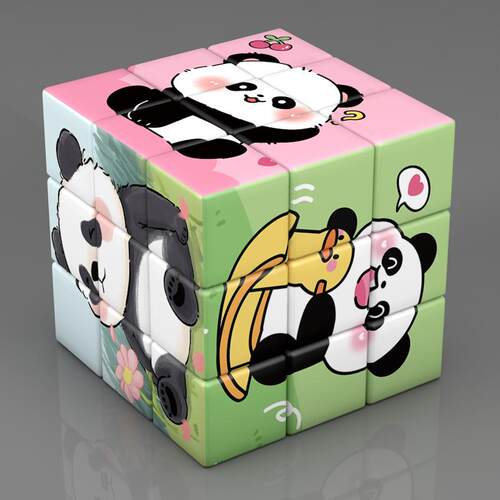 熊猫动物图案创意三阶魔方 儿童益智魔方玩具 个性趣味智力礼物
