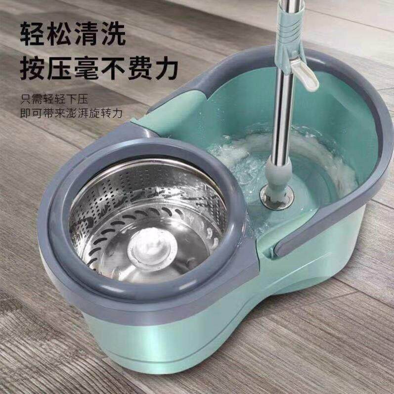 拖把杆旋转式免手洗通用家用自动甩水拖地神器一拖墩布桶地拖布净