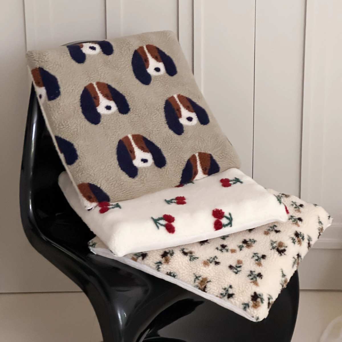 棋盘格坐垫格尔 提花羊羔毛格子可拆卸外面方形办公室椅垫沙发垫