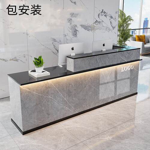 实木现代烤漆前台接待台店铺柜台吧台美容院收银台公司小型前台桌