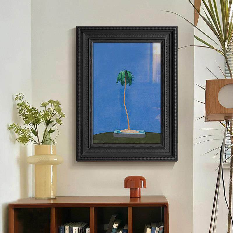 中古风小众艺术挂画克莱因蓝色装饰画高级感法式覆古卧室玄关壁画