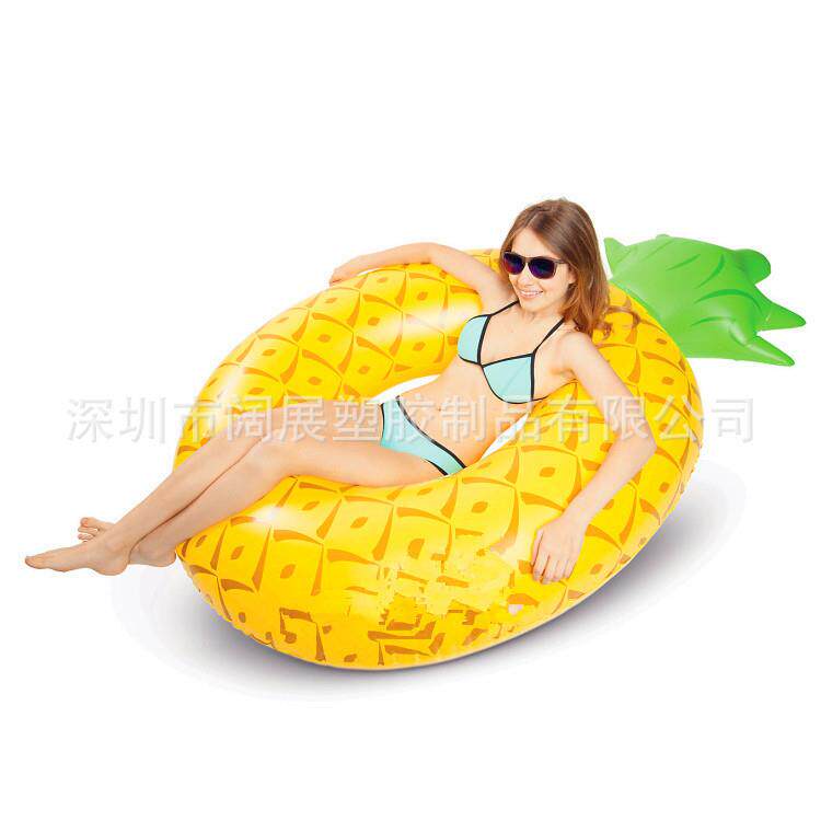 直销新款现货生产180cmPVC充气菠萝游泳圈鳳梨泳圈