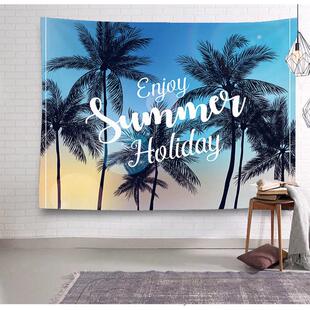 海边风景背景布椰树沙滩装饰挂布网名名宿放假搭配挂毯布拍照背景