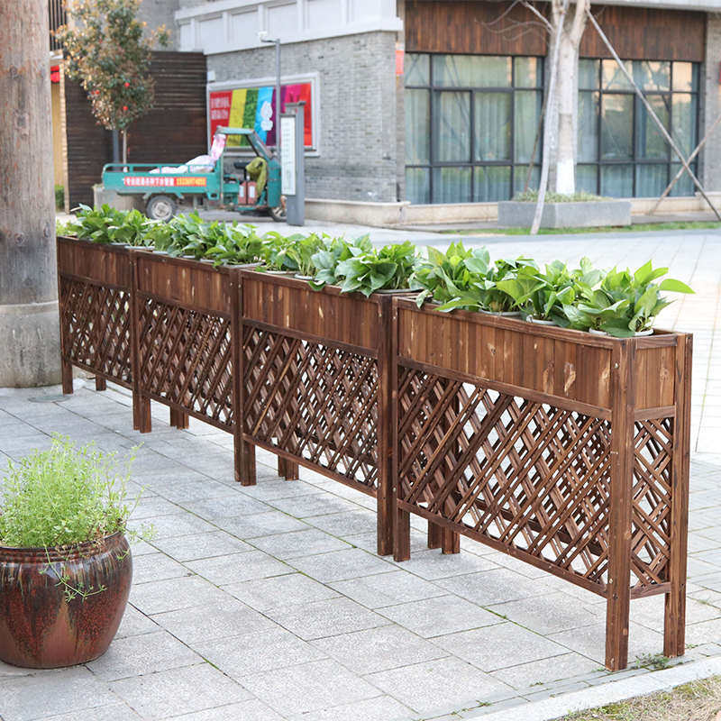 室内花篮网格围栏箱餐厅阳台花架花槽架实木防腐木栅栏隔断户外子