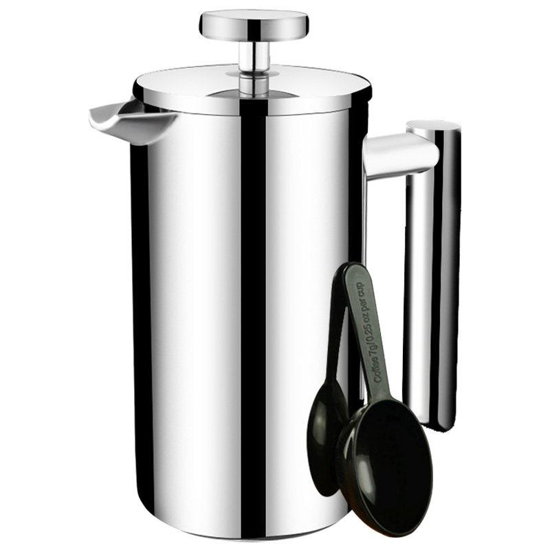 SO不锈钢法压壶双层保温 家用冲茶器泡茶壶法式滤压式咖啡壶器具