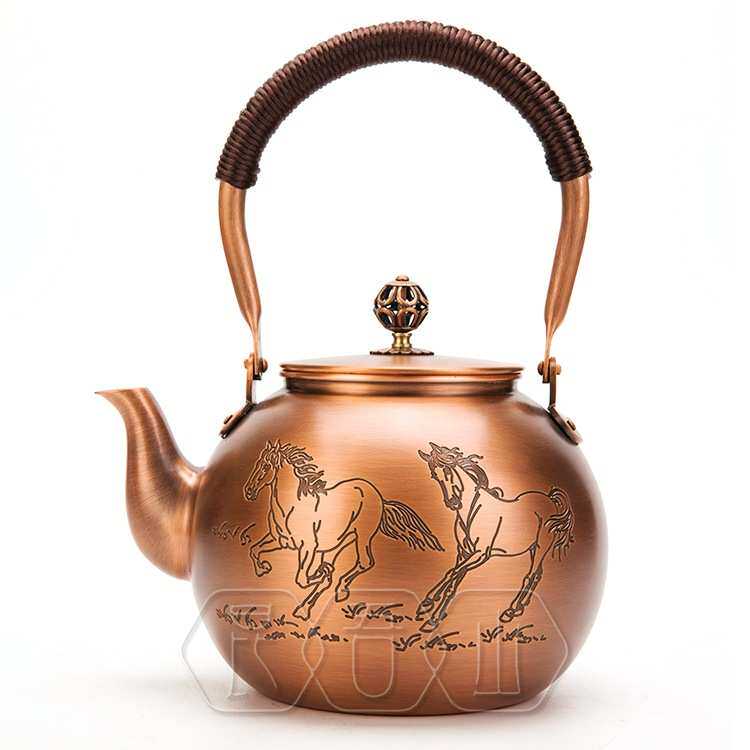 【经典】中式煮茶壶纯手工烧水铜壶复古功夫茶纯紫铜温酒壶
