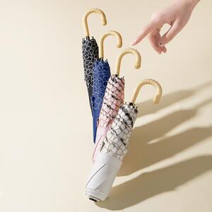 日式三折伞防风手动超轻迷你黑胶防晒降温太阳伞晴雨两用遮阳伞女