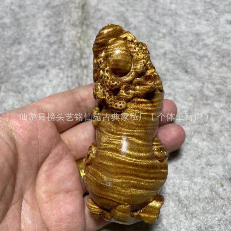 艺铭仙苑金丝楠木满纹貔貅家居饰品雕刻木雕工艺送礼富貔貅收藏