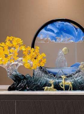 新中fcslsbj关式入客门玄财树流沙画摆件轻奢高档办公室厅电视柜