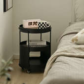 沙发边几可移动卧室小圆茶几欧式 茶桌奶油风铁艺床头柜推车收纳