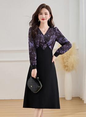 春季220成熟御姐5女神范高级连感紫色拼接假ZZI5383R两件高腰a字