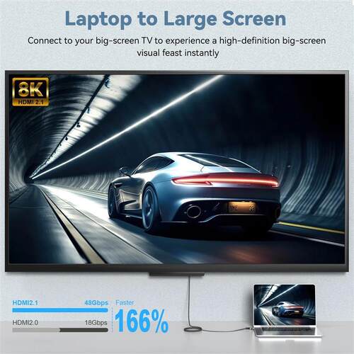 8K to HDMI 2.1 Cable Adapter 8K 60Hz Type C to HD
