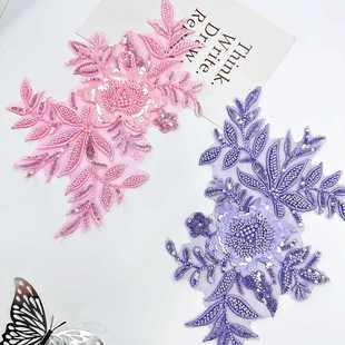 饰配件服装 彩色蕾丝贴花立体花朵辅料装 婚纱花边绣片绣花