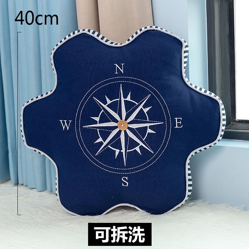 高档中海刺抱枕指南船锚靠枕儿童样绣地板房创意沙发飘窗圆形针靠