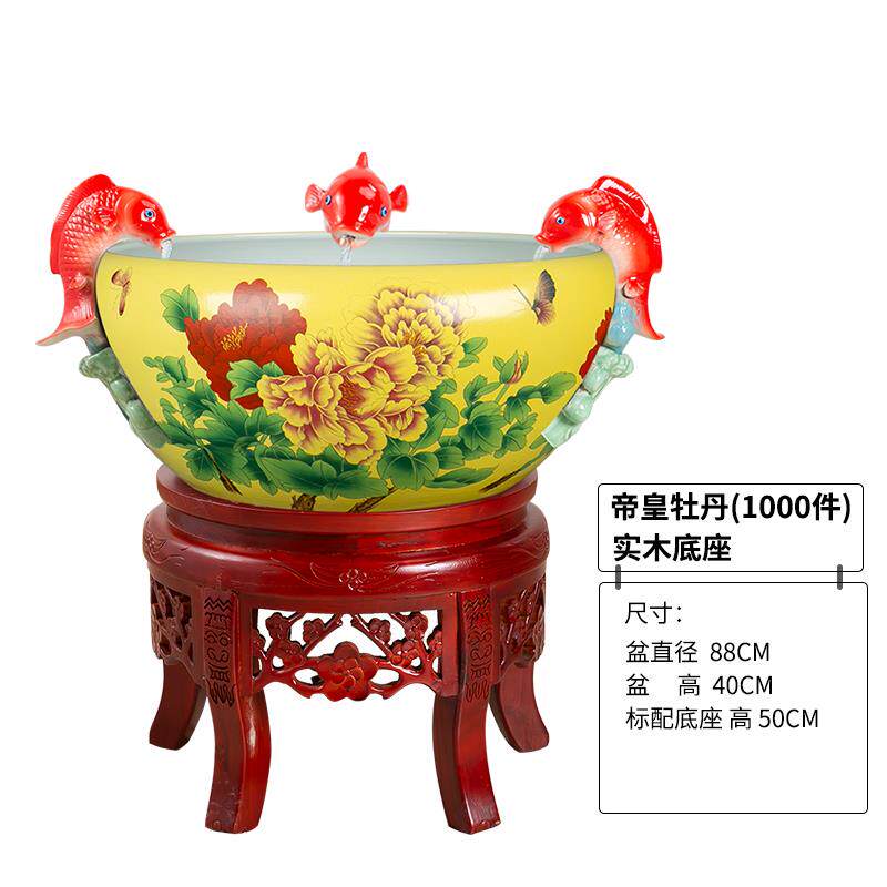 正品景德镇陶瓷荷造花缸金鱼居缸龟缸流水鱼池家景喷泉景观装饰乌
