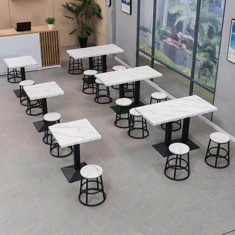 网红圆凳快餐桌椅组合饭店餐厅小吃店加厚餐桌商用餐饮奶茶店桌椅